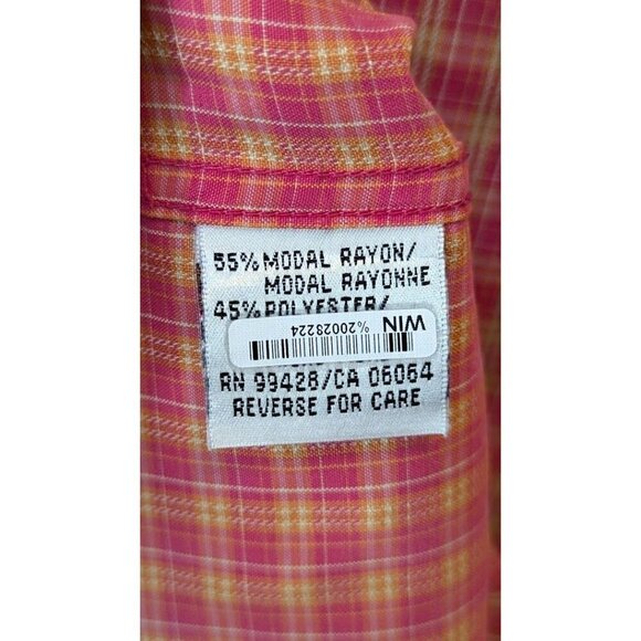 Bugatchi Uomo Shirt Men's Button Up Classic Fit Large Plaid Coral/Orange - Picture 7 of 7